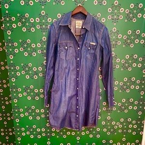 Lucky Brand Distinctive Western Sportswear Denim Pearl Snap Dress
